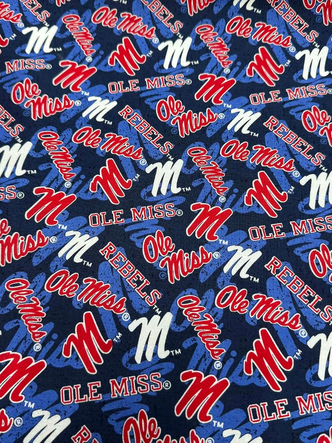 University of Mississippi Ole Miss Rebels Fabric – Officially Licensed University of Mississippi Cotton Quilting Fabric by Sykel Enterprises, Precut Yardage for Sewing & Crafts Tone on Tone