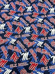 University of Mississippi Ole Miss Rebels Fabric – Officially Licensed University of Mississippi Cotton Quilting Fabric by Sykel Enterprises, Precut Yardage for Sewing & Crafts Tone on Tone