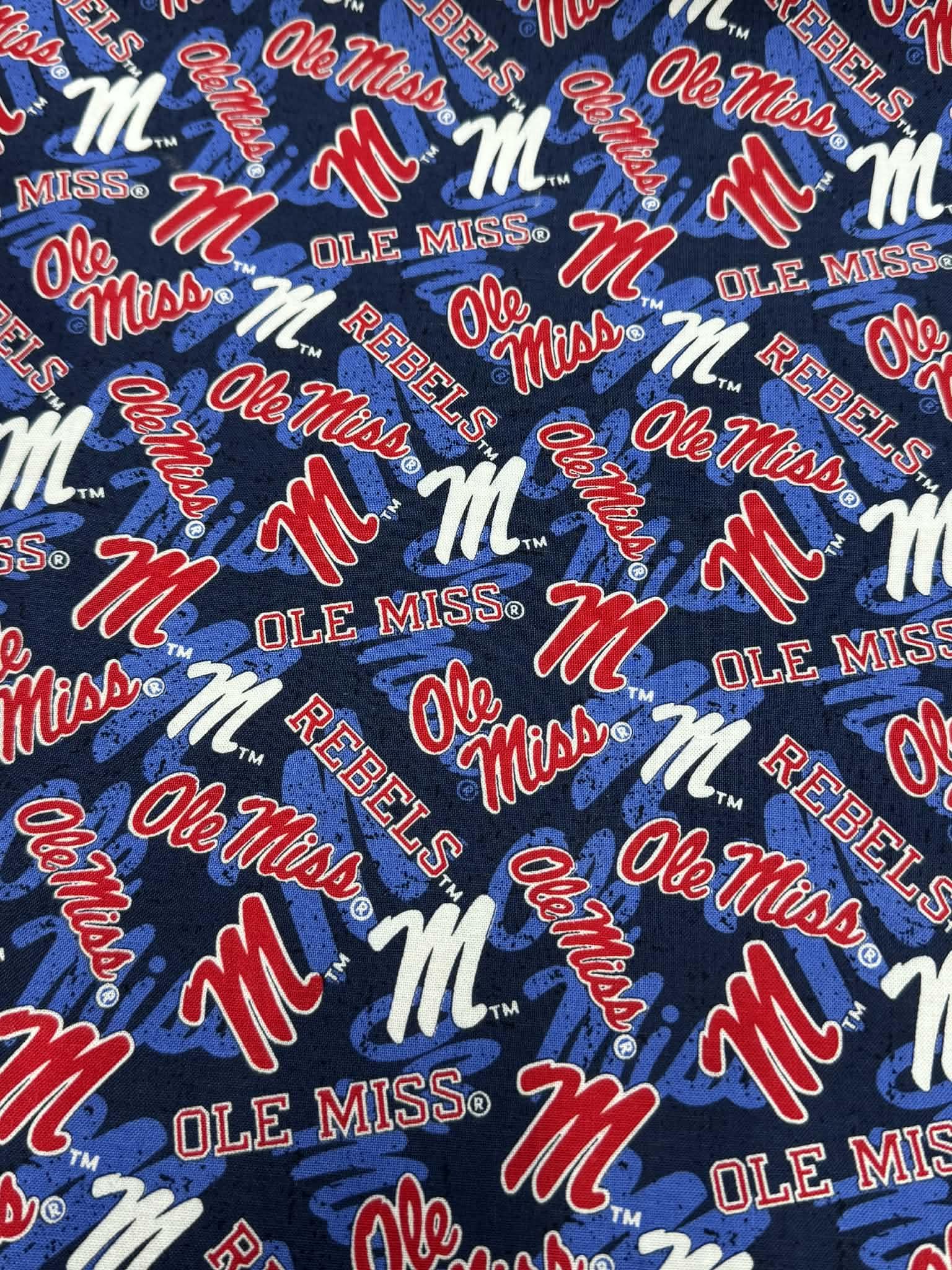 University of Mississippi Ole Miss Rebels Fabric – Officially Licensed University of Mississippi Cotton Quilting Fabric by Sykel Enterprises, Precut Yardage for Sewing & Crafts Tone on Tone