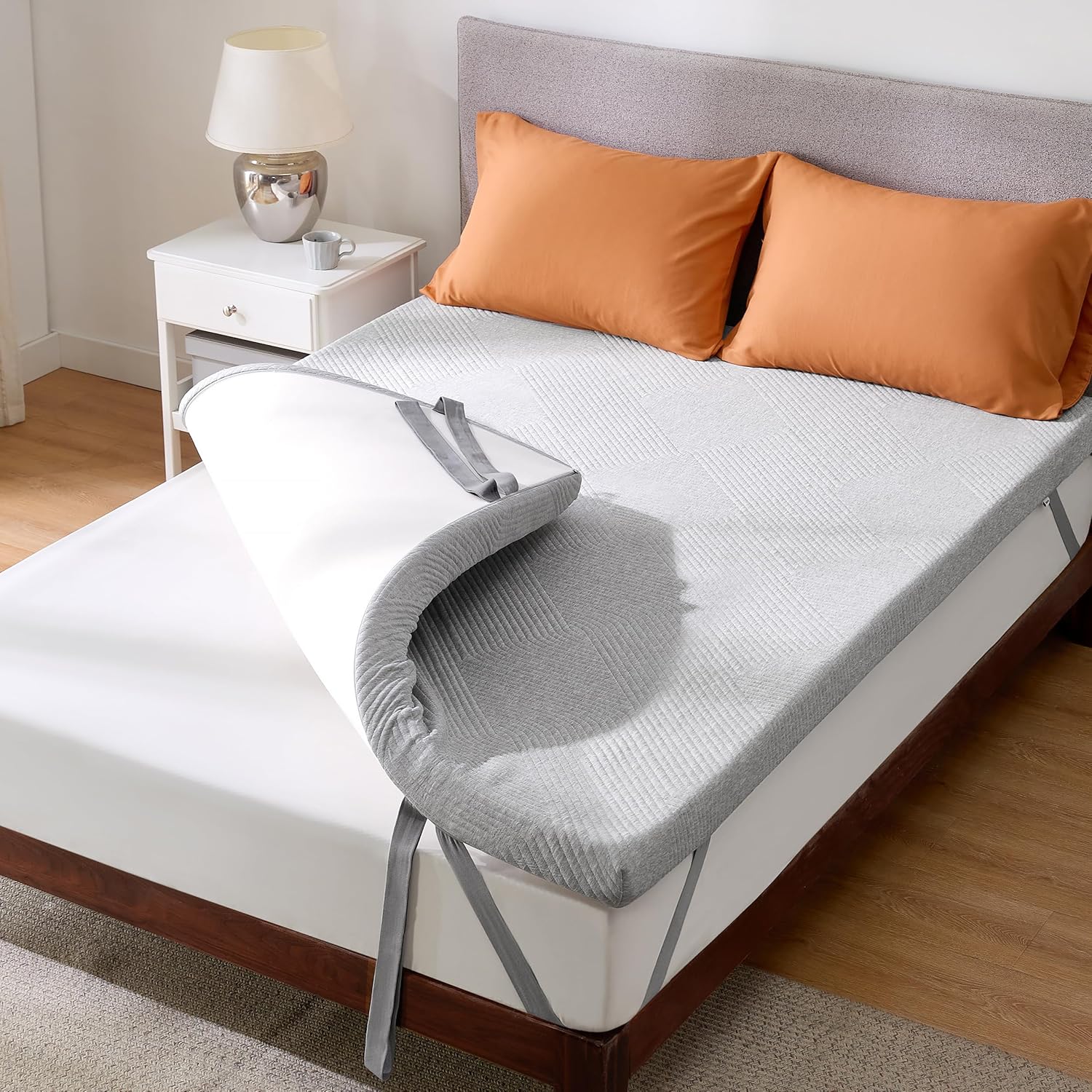 Bedsure Twin Mattress Topper, 3 Inch Gel Memory Foam Mattress Topper for Pressure Relief, Firm Pillow Top Bed Topper with Removable Cover, Soft & Breathable Gray Twin