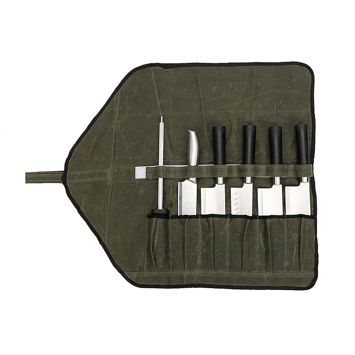 Buy QEES Chef's Tool Roll, Waterproof Tool Roll Bag, Heavy Duty Waxed