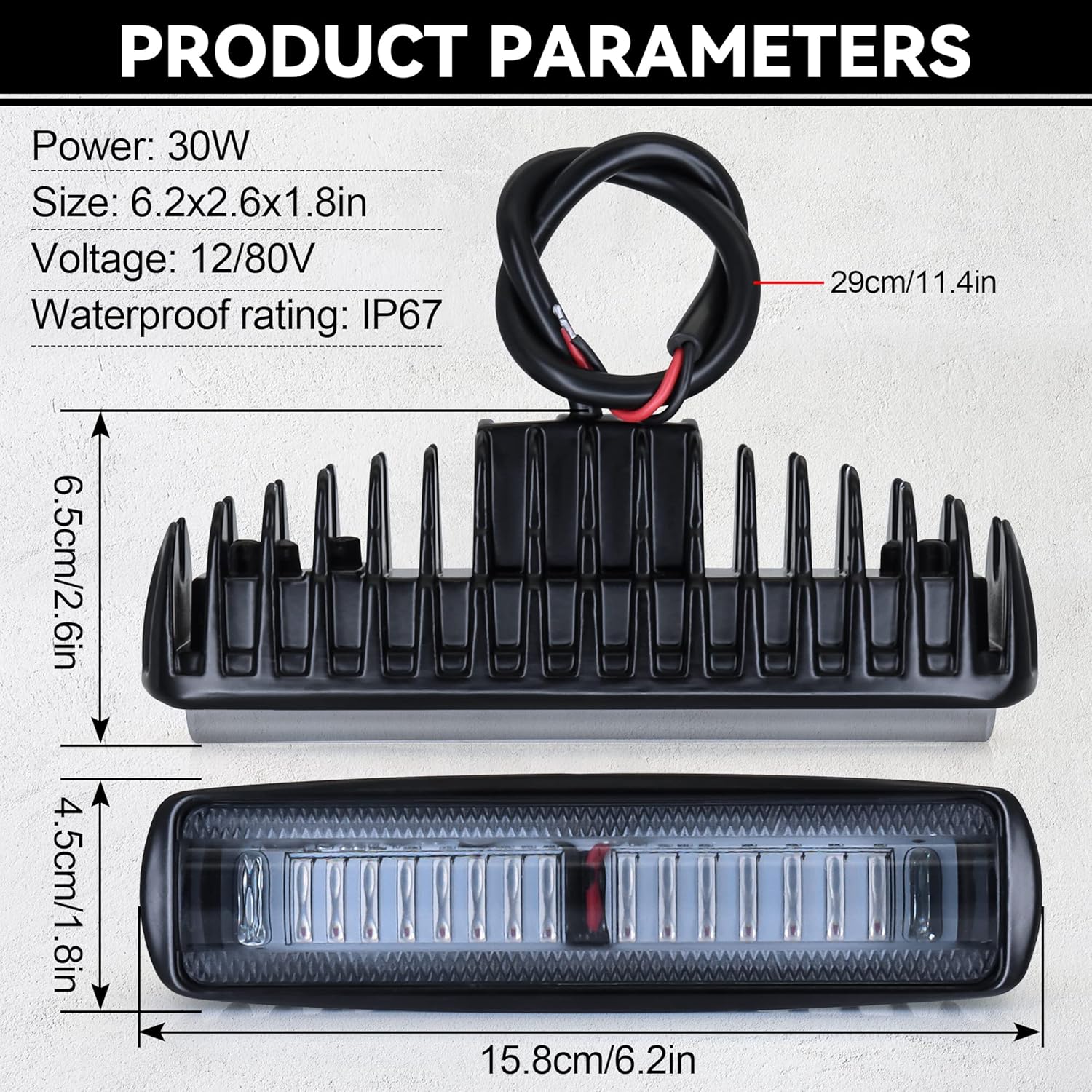 LED Forklift Light Red Zone Warning Lights 2 Pack, Warehouse Safety Line Lamp for Industrial Use, 30W DC 12-80V