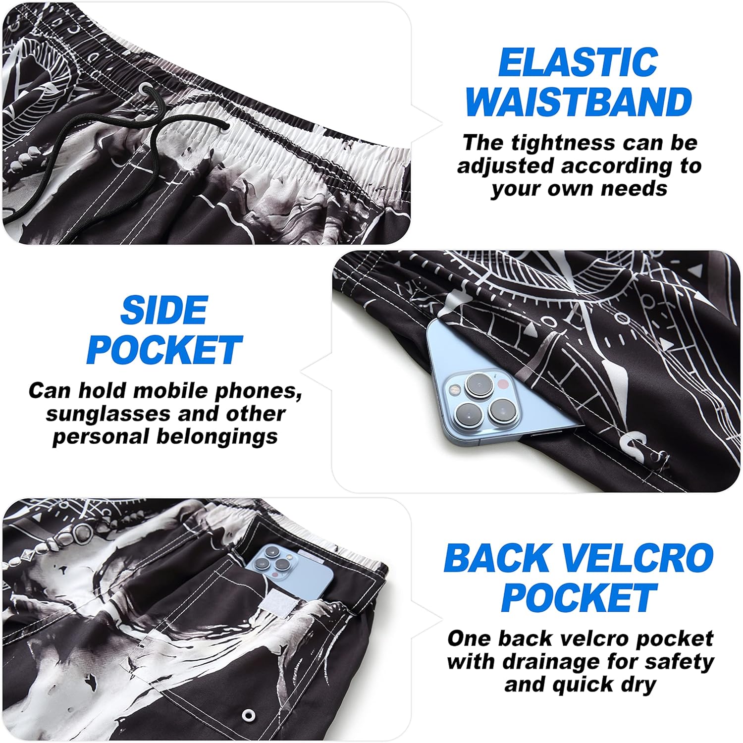 FT FENTENG Mens Swim Trunks Quick Dry Board Shorts with Mesh Lining, Breathable Surf Beach Shorts Swimwear Bathing Suits - Image 5