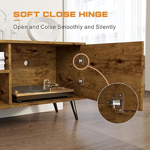 Miniatura 6 de Soporte de TV para TV de 65, 70, 65, 55 pulgadas, mesa consola de televisión con gabinetes de almacenamiento, centro de entretenimiento moderno,