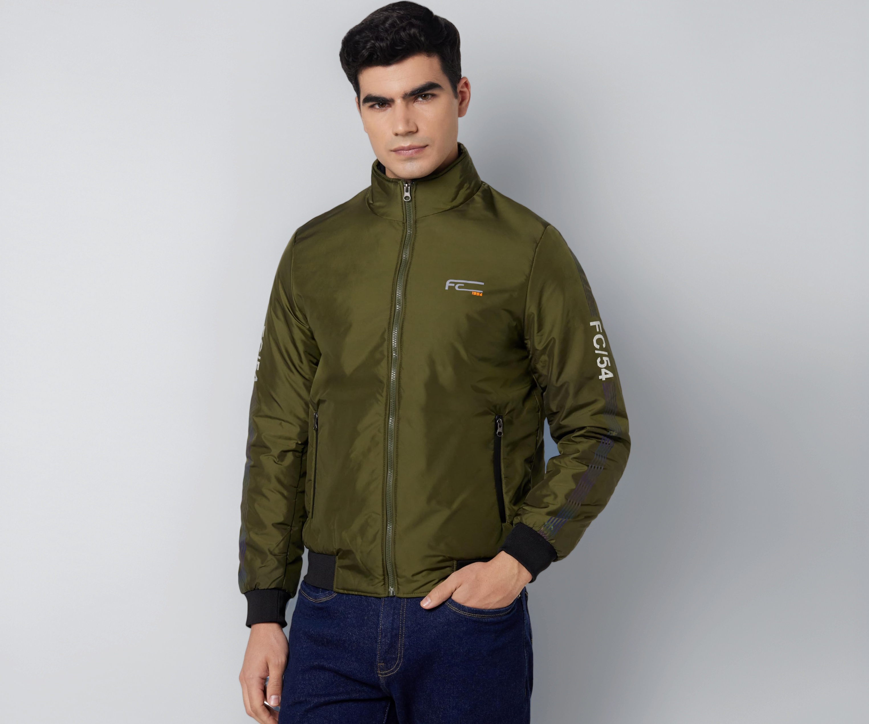 Qube By Fort Collins Men's Athleisure Bomber Jacket - Padded Sports Ja