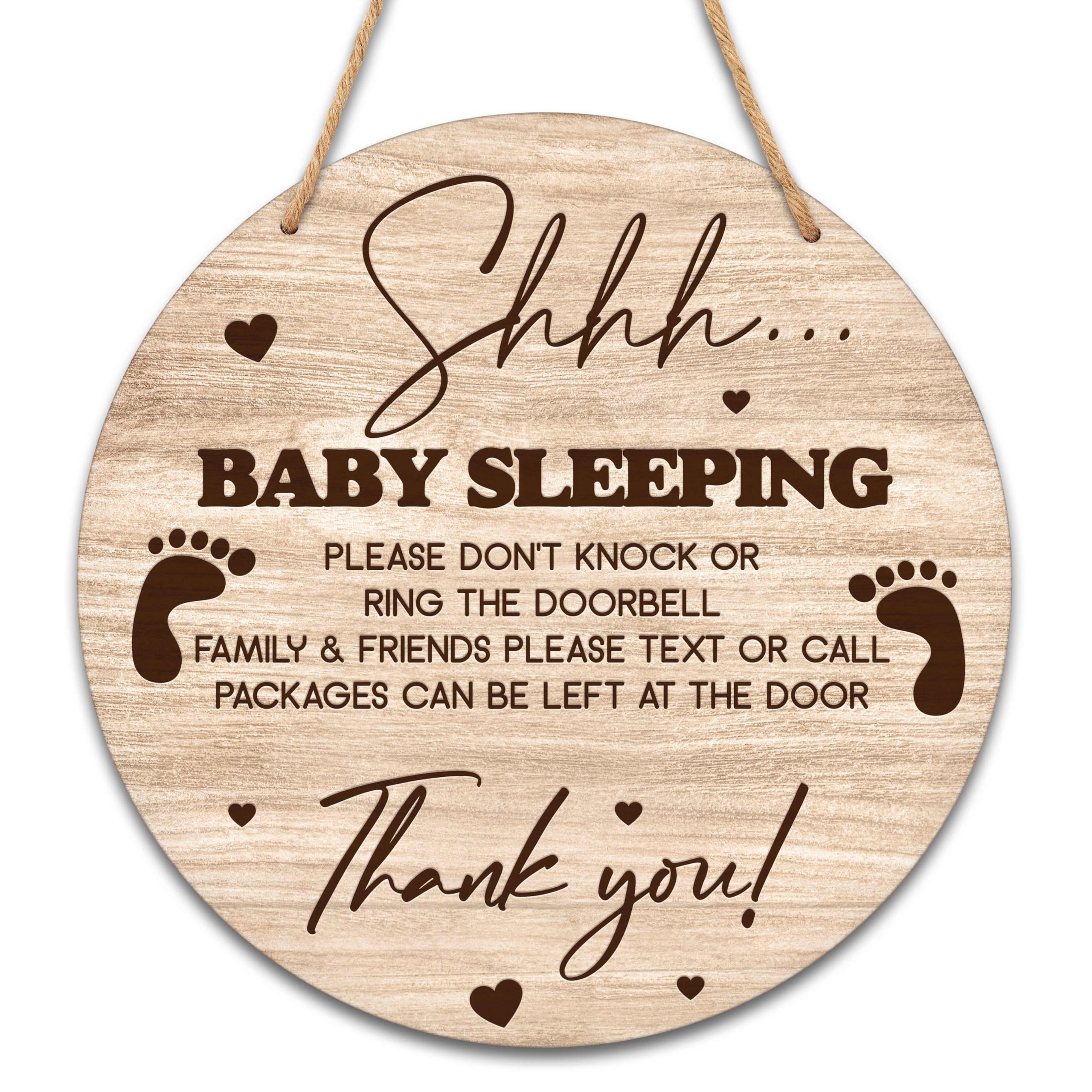 Baby Sleeping Sign For Front Door, Rustic Do Not Ring Doorbell Sign, Baby Room Decor Ring Wooden Sign With Rope, Wreaths Hanging Sign For Baby Bedroom, Nursery Decor, C04