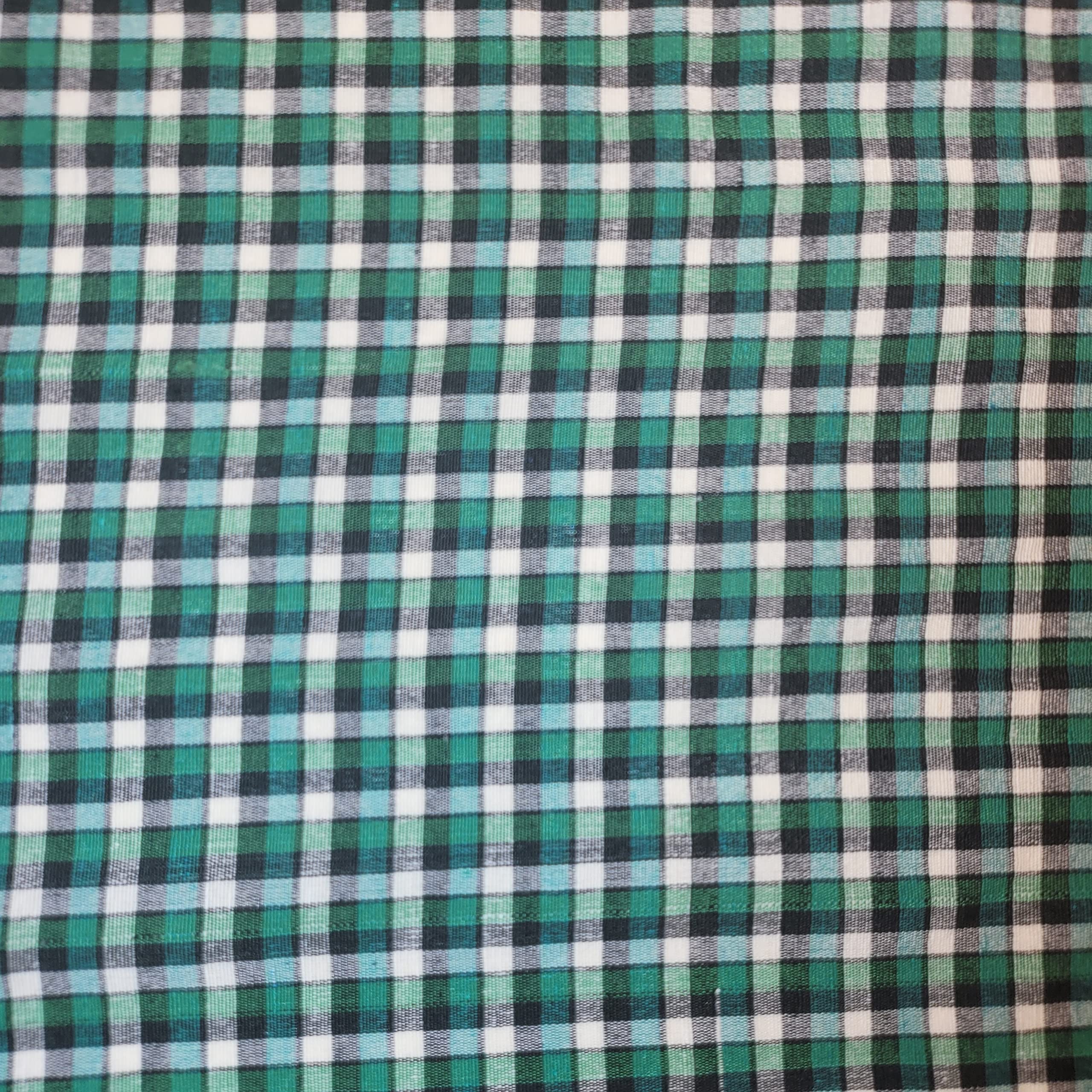 Lniana tkanina w kratkę w kratkę w kratę Khadi miękka tkanina lniana w kratkę tkanina Vichy 107 cm (5 m, zielono-czarno-biała (1/8 cala)