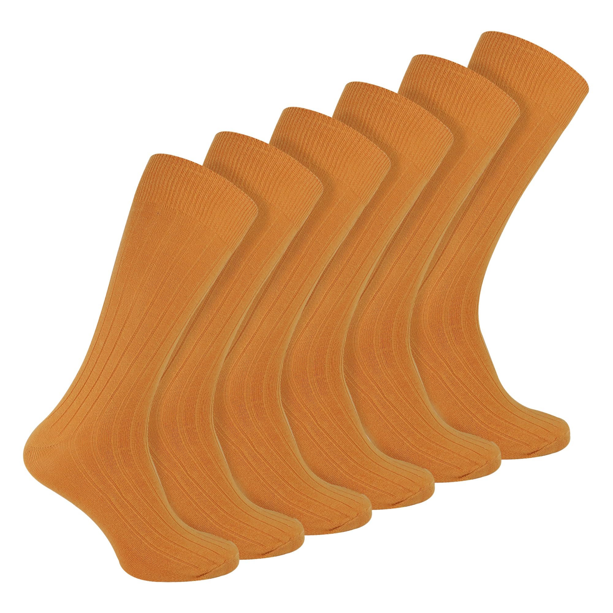 Sock Snob Men's Orange 6 Pairs Multipack Ribbed Dress Socks | | Breathable Crew Cotton Socks (6-11, ) Size 6-11