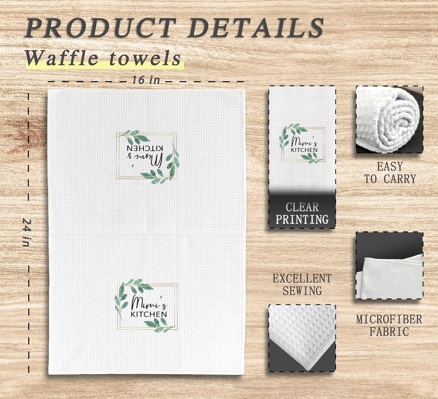 Mimi's Kitchen Botanical Leaf Kitchen Dish Towels Dishcloth 16x24 Inches,Funny Grandma Decorative Absorbent Hand Tea Kitchen Towels,Birthday Mother's Day Gifts for Grandma - Image 6