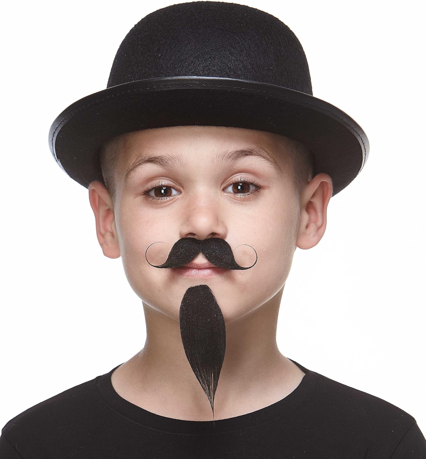 Mustaches Fake Beard, Self Adhesive, Novelty, Small Napoleon III Imperial False Facial Hair, Costume Accessory for Kids, Black Color