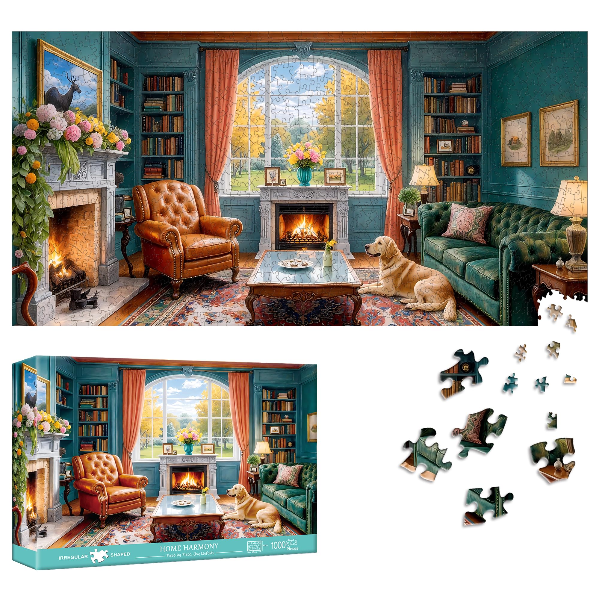 Reofrey Puzzles for Adults 1000 Pieces, ELEGANT INTERIOR SERENITY, Special Shape Jigsaw Puzzles