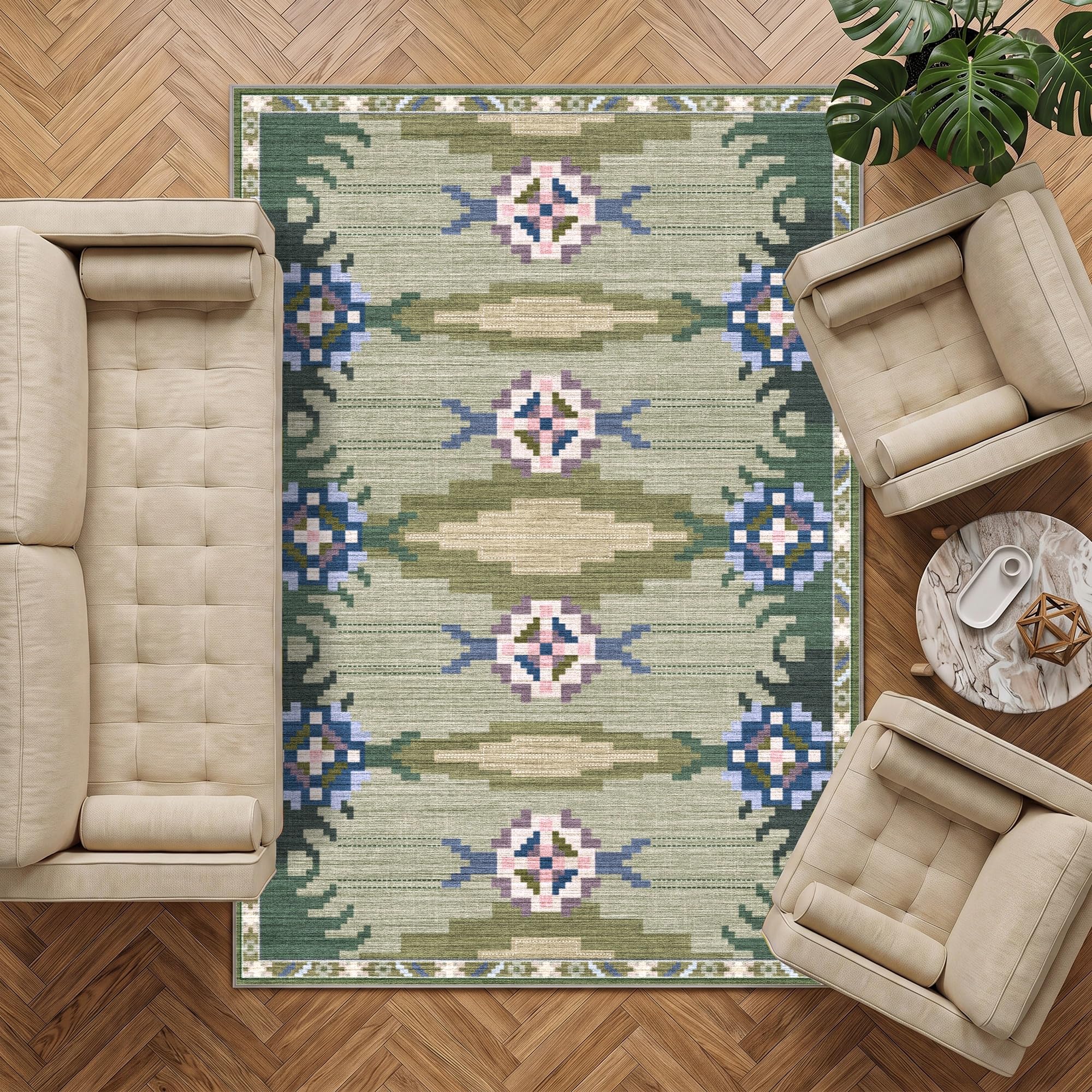Decoranddecor Boho Rugs Living Room 160x230cm Washable Non-Slip