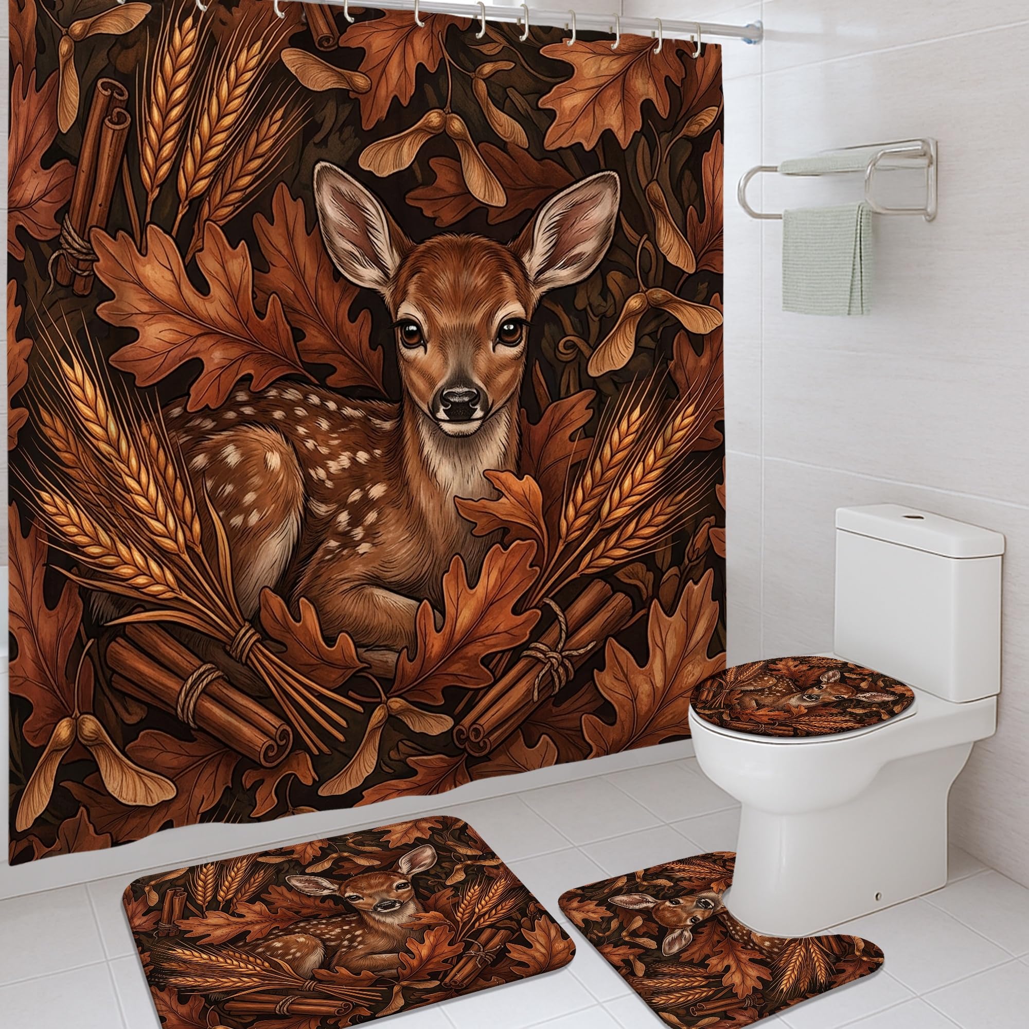 Rideaux de douche rustiques motif cerf pour transformer votre bain en évasion nature