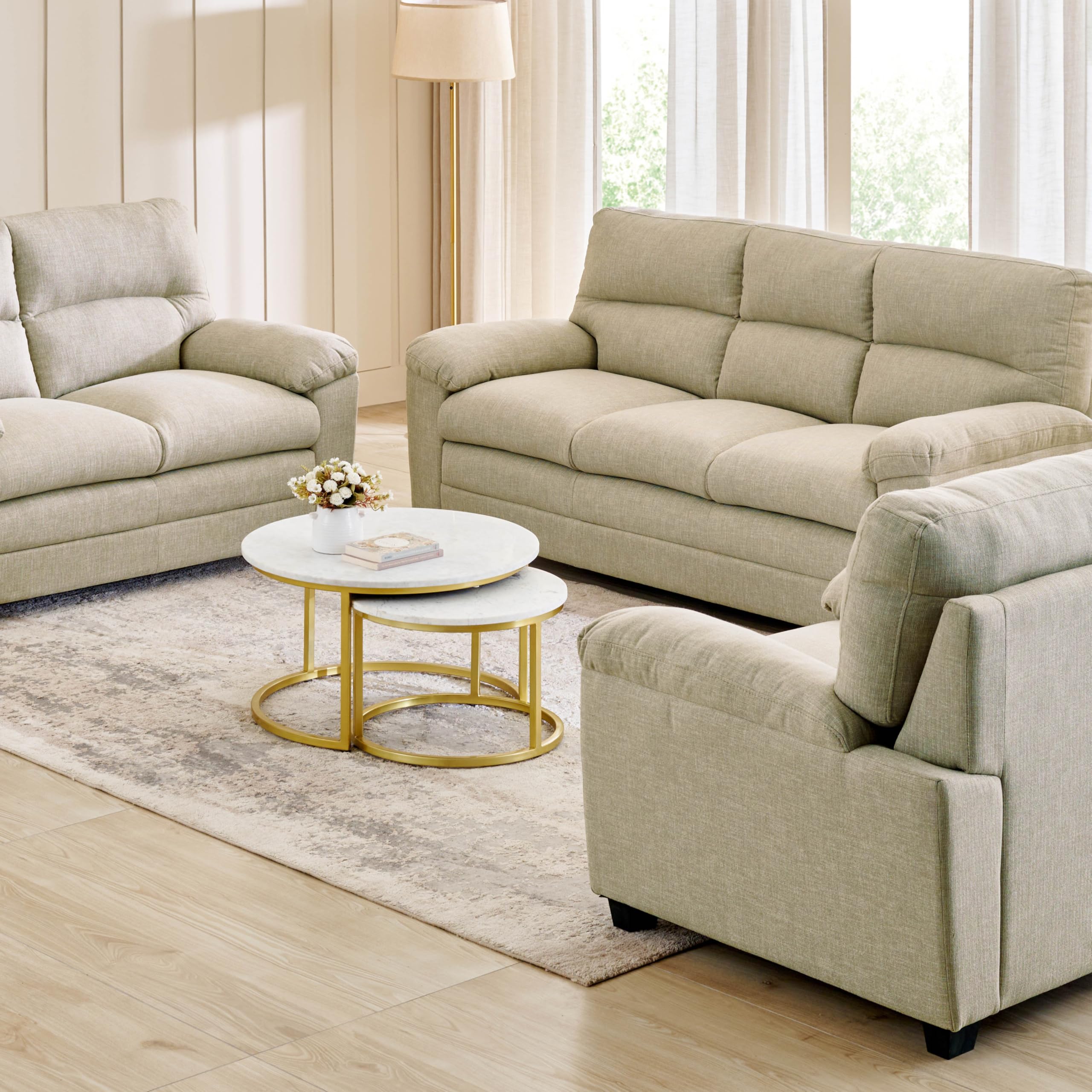 Home Centre Mojo NXT Solid Wood Fabric 3+2+1 Seater Sofa Set