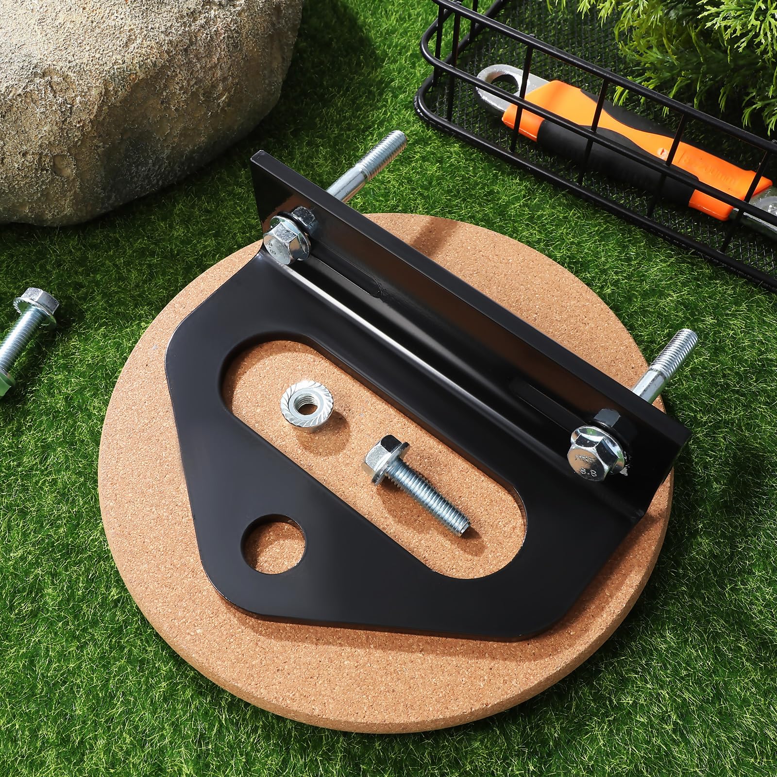 NOLITOY Pieza de Cortacésped de Hierro Negro Alta Capacidad de Carga y Material Resistente para Montaje de Enganche de Remolque en Jardinería