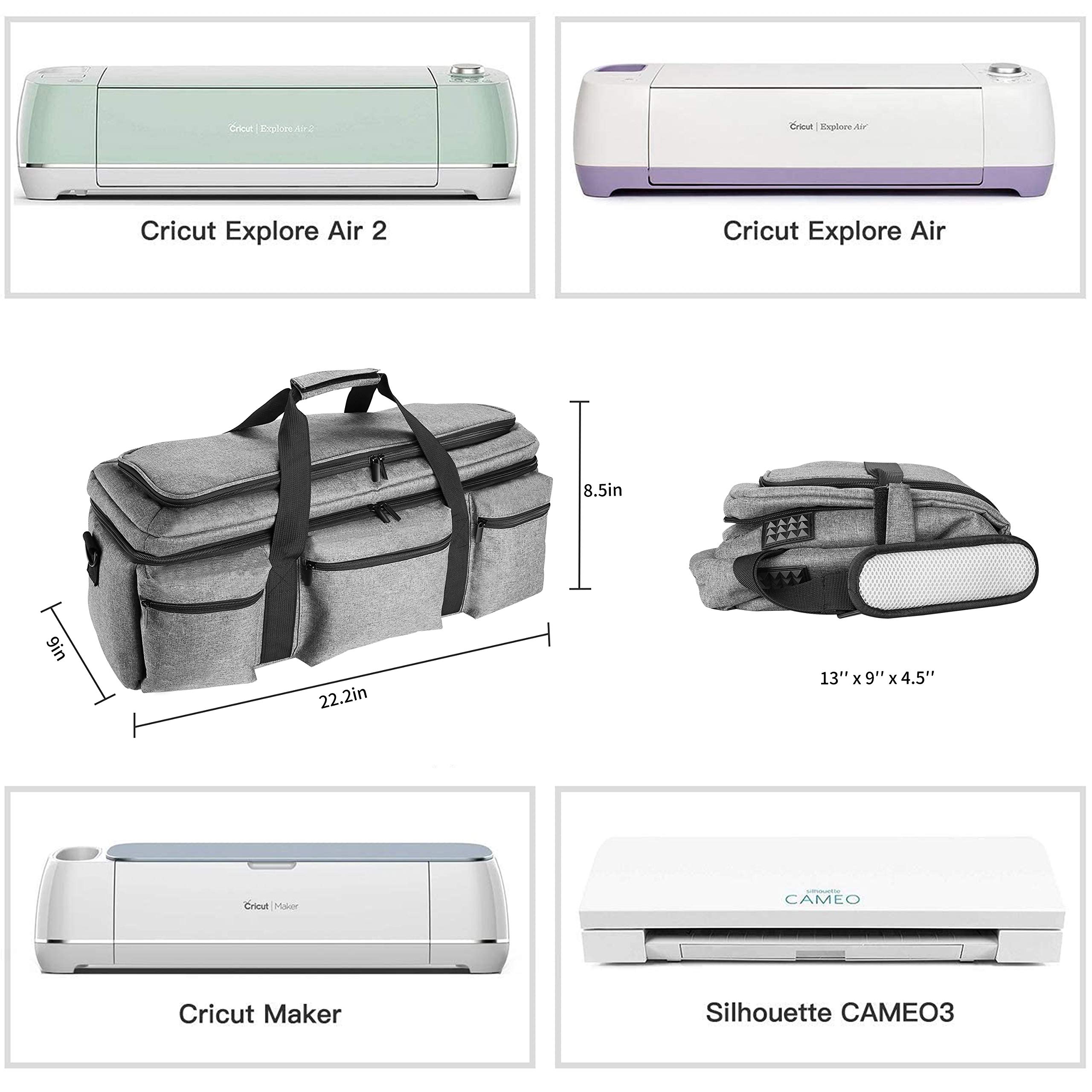 ProCase Tasche für Cricut Maker 3 Explore 3 Explore Air 2/Air Silhouette Cameo 4/3 Plotter Bag Robuste Aufbewahrungstasche Tragetasche für Stanzer -Grau