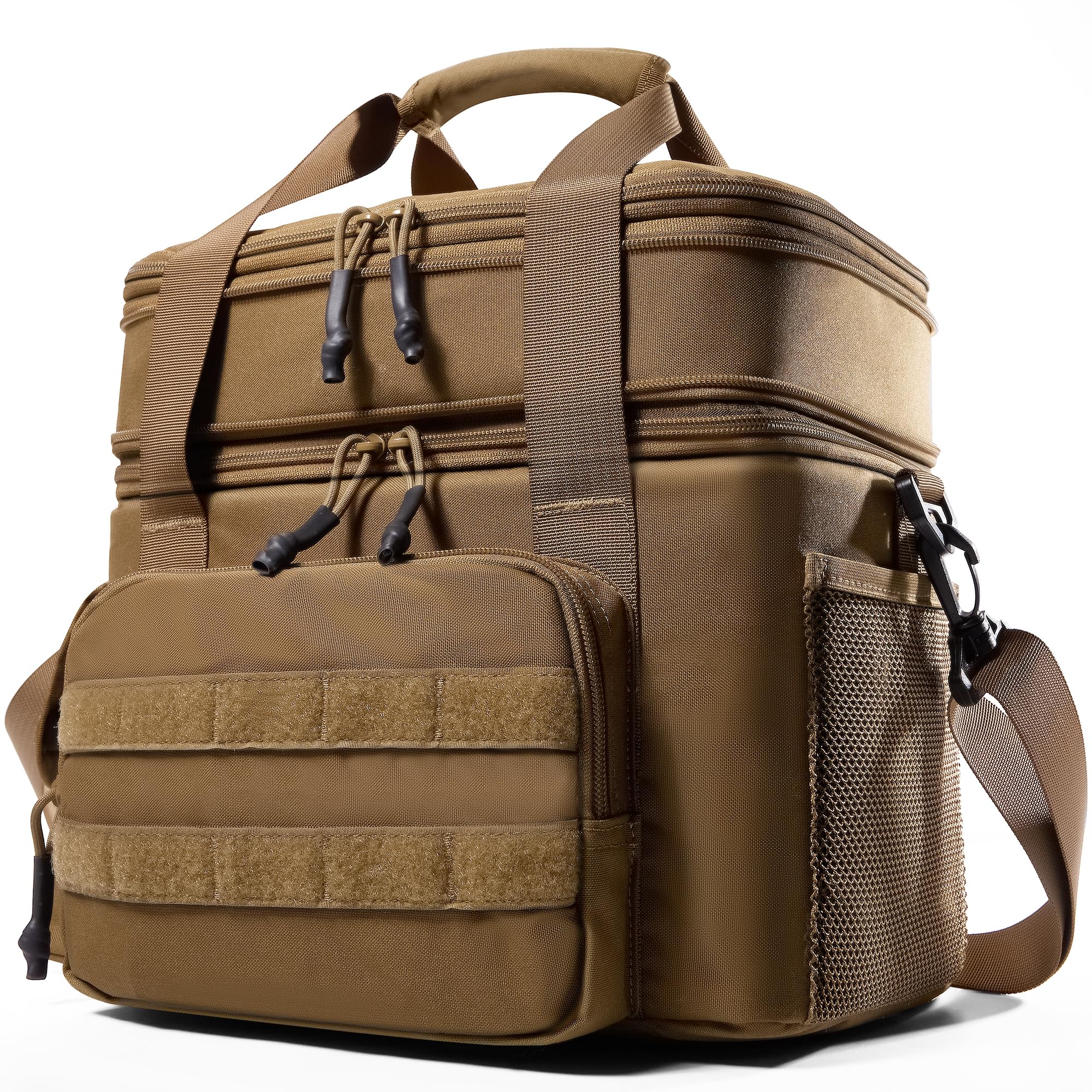 1TG Tactical Insulated Lunch Bag, Cooler Bag Thermal Food Delivery Bag Insulated Picnic Lunch Bag Foldable Cool Box for Work Travel Camping Picnic Beach, 18L-24L, Coyote Brown