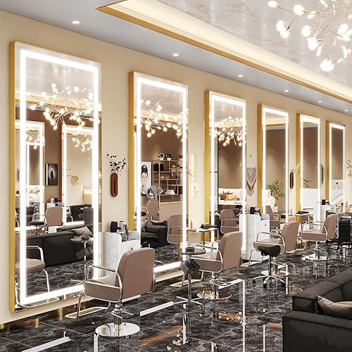 Espejo de longitud completa con luces, espejo LED de cuerpo completo de 70 x 32 pulgadas, espejo de piso iluminado de pie, espejo colgante para