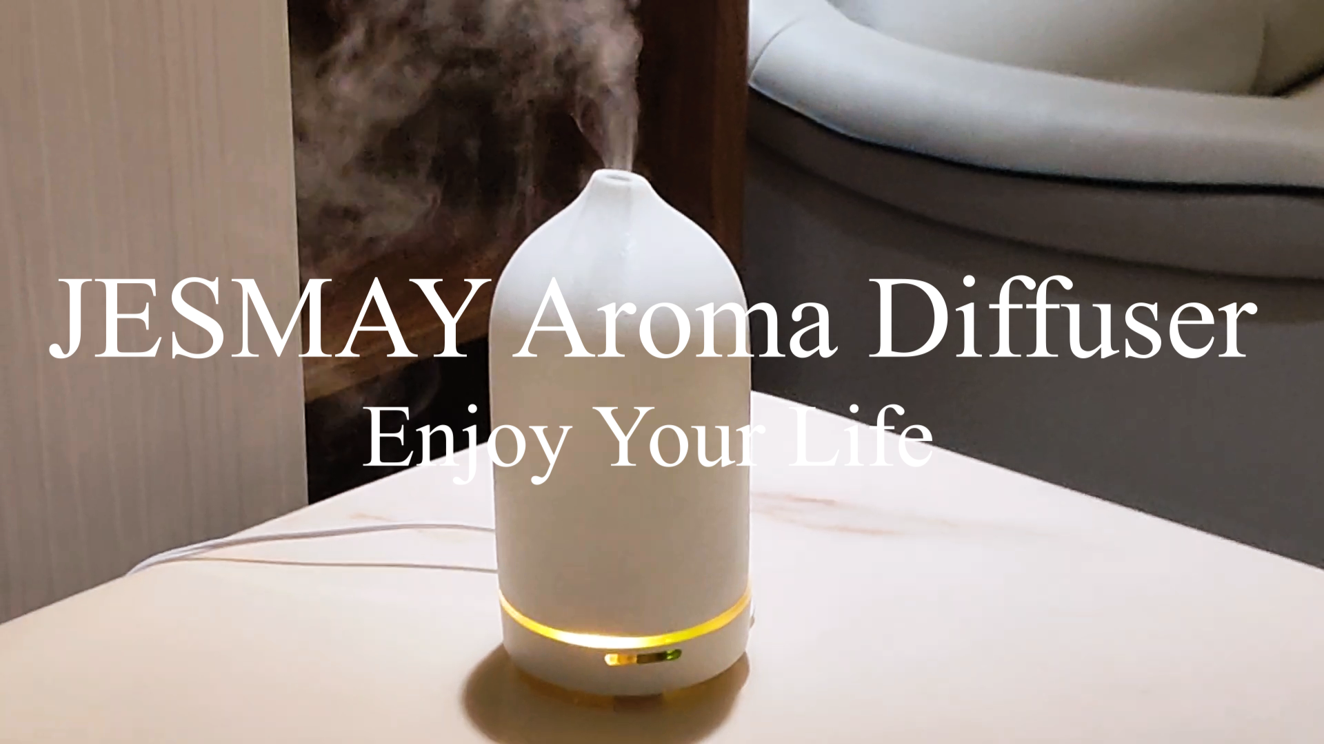JESMAY Aroma Diffuser für Ätherische Öle 120ml, Premium Ultraschall Diffuser Keramik Luftbefeuchter, Raumduft Duftöl Diffuser mit LED BPA-Frei für Schlafzimmer Büro Spa(Grau