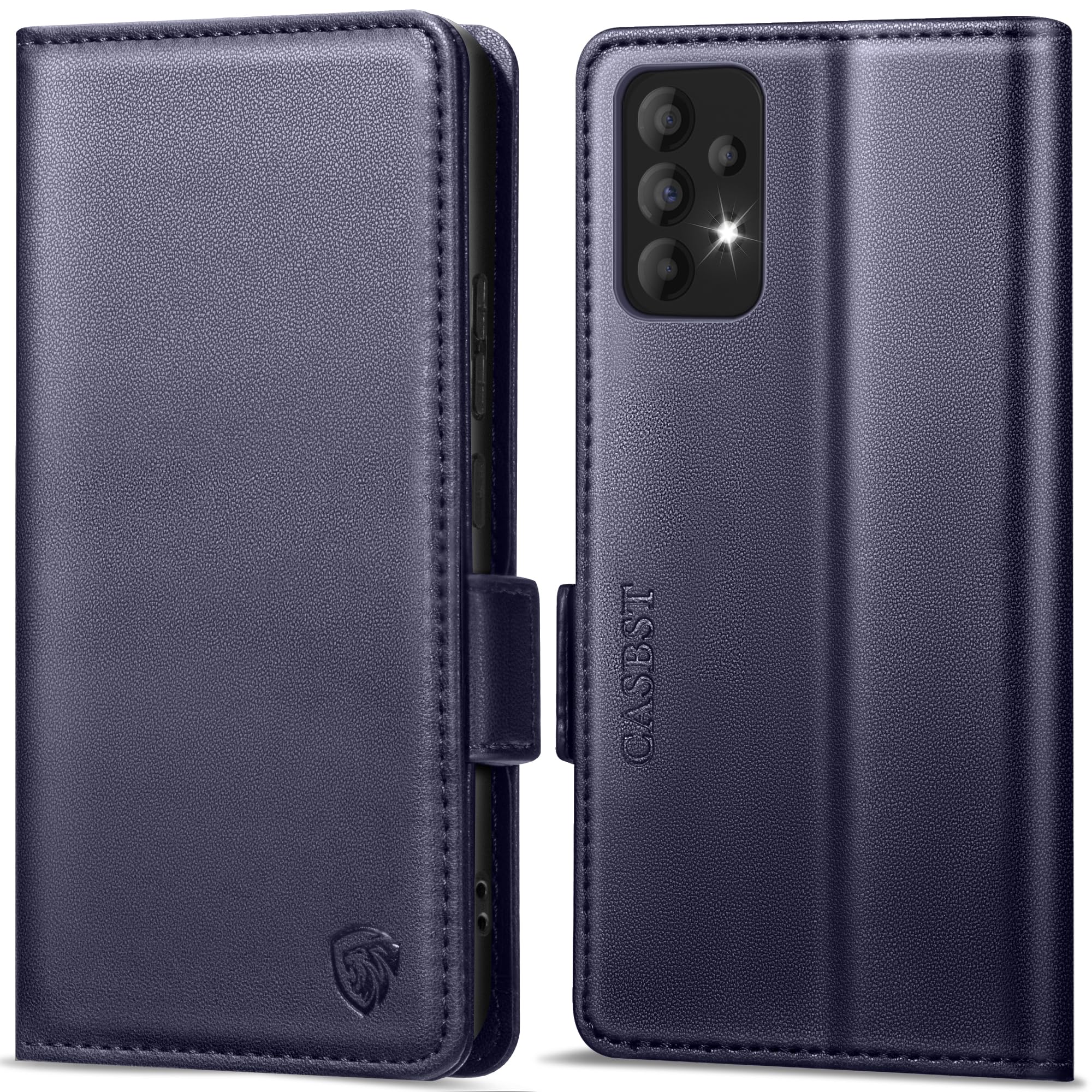 CASBST Handyhülle für Samsung Galaxy A50/A30S Hülle, Premium Leder Schutzhülle Klappbar für Samsung Galaxy A50 Flip Case mit Kartenfach Ständer Magnet Klapphülle für Samsung A50 Hülle (Schwarz)