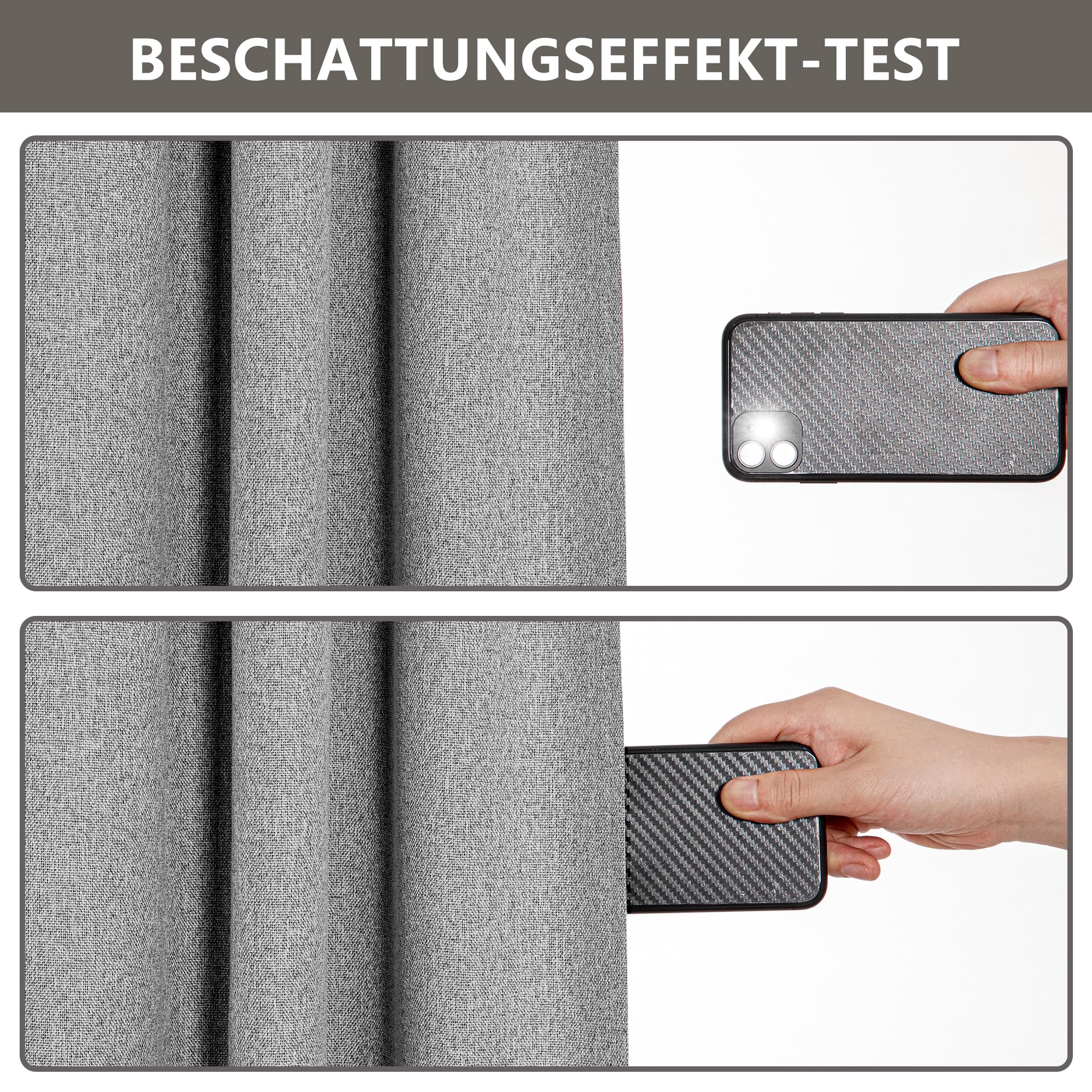 MYSKY HOME Rideau Gris Foncé Occultant Thermiques 140x175(LxH) Rideaux Lin 30% Opaque à Oeillets Anti Froid Draperies Chaleur pour Chambre Salon Maison, Decoration Curtains Lot de 2
