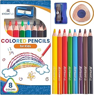 Colored Pencils for Toddlers 3-4 Years – Kids Pencils for Beginners, Toddlers and Preschoolers, Jumbo Triangle Shape for Easy Grip, Thick Colored Core for Easy Coloring and Less Breakage (8 Pack)