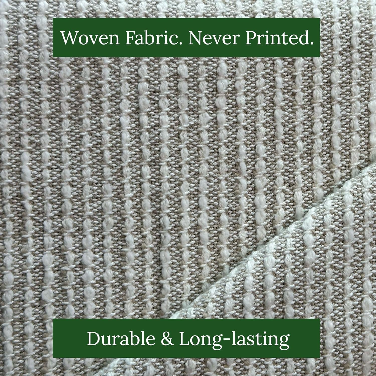 SanVia Cotton Throw Pillow Covers 20x20 – Handwoven Jacquard Texture, Fade-Resistant, No Pilling – Hidden Zipper, Decorative Cushion Cover for Sofa, Couch, Bed – Insert Not Included (Striped, Beige)