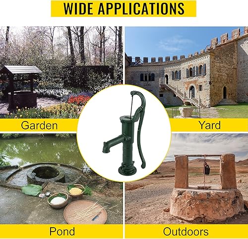 Miniatura 7 de VEVOR Bomba de agua manual antigua de 146 x 59 x 26 pulgadas con mango de hierro fundido con agujeros preestablecidos de 05 pulgadas para una fácil