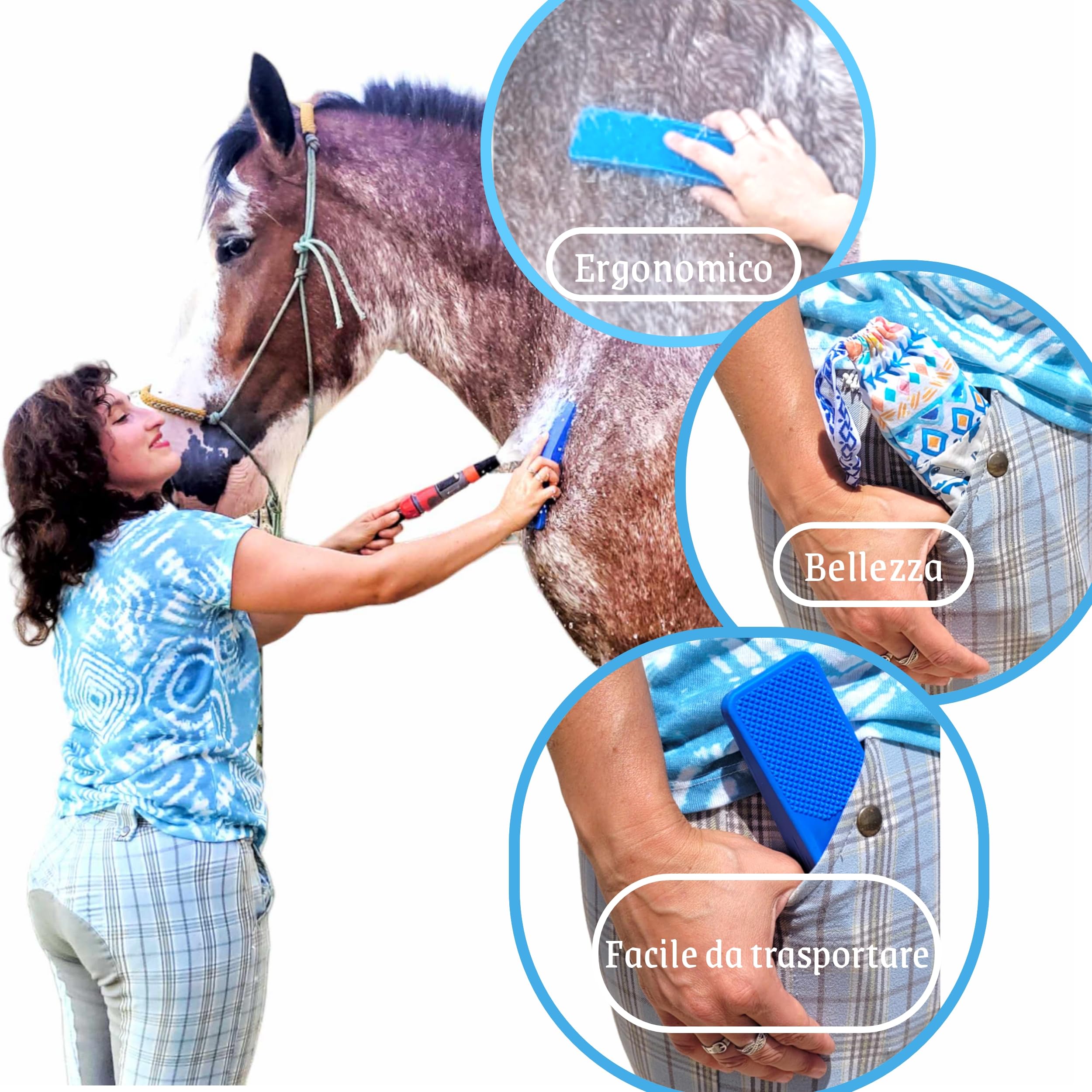 Spazzole per Cavalli, Kit 6 In 1 per La Strigliatura Dei Cavallo Spazzola PURE HORSE Pettine Massaggiante per Cavalli Grooming, Spazzola Morbida, Massaggio ] per la Pulizia Di Testa E Corpo, Shampoo