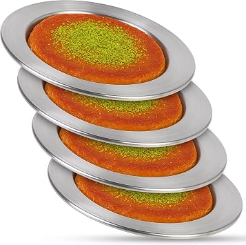 Turkish Goodies Set of 4 Kunefe Plates 4.7 Inch 12cm PERSONAL SIZE Premium Aluminum Trays for Individual Knafeh, Kadaifi, Kanafeh