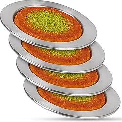 Turkish Goodies By Jairestone Kunefe Bandejas Conjunto de 4 – Pratos de Sobremesa de Alumínio Premium (12 cm) - Pratos de Alumínio Leve para Cozinhar e Servir Knafeh, Kadaifi, Kanafeh