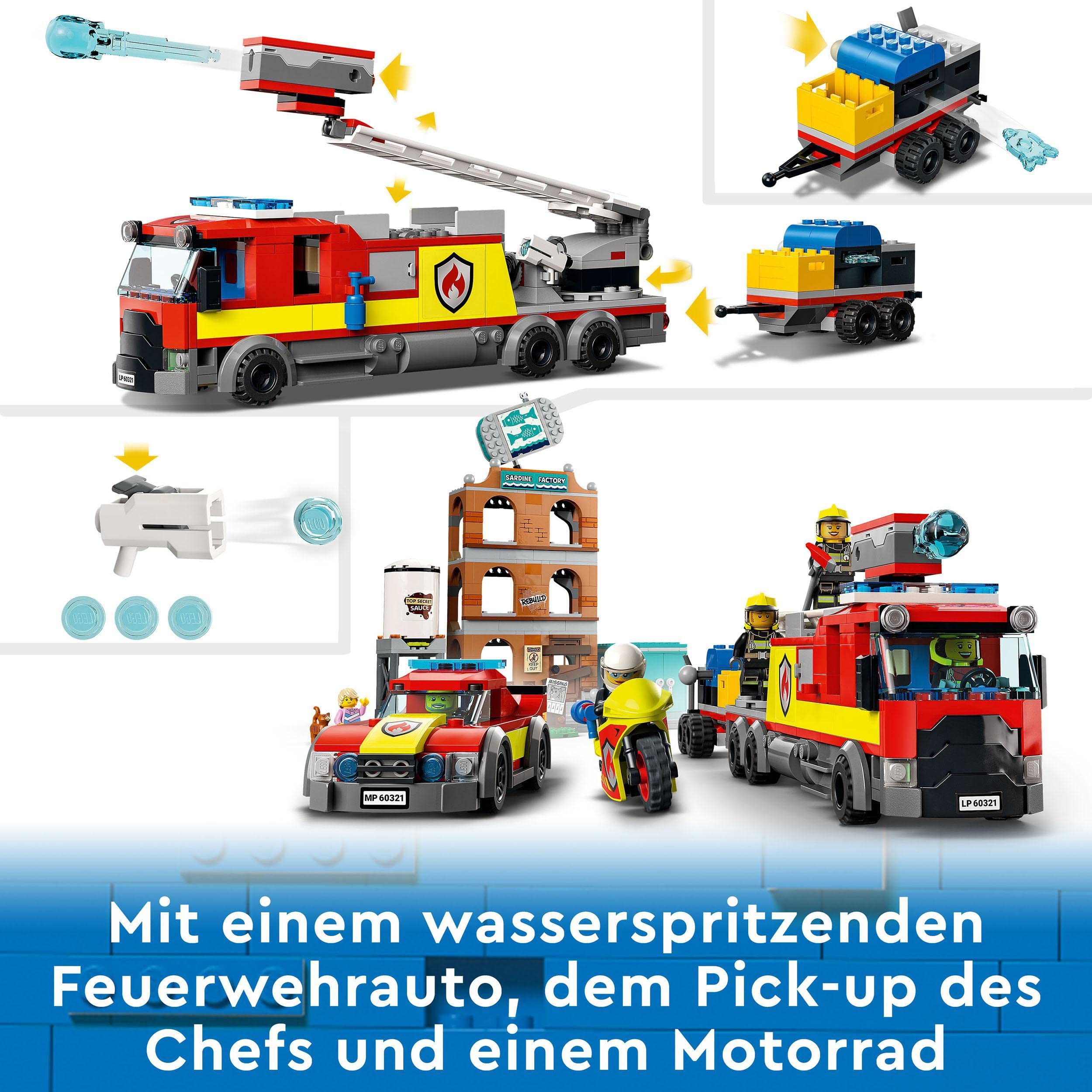 LEGO 60321 City Feuerwehreinsatz mit Löschtruppe, Feuerwehr-Spielzeug mit Feuerwehrauto und Minifiguren, Geschenkidee für Jungen und Mädchen ab 7 Jahren