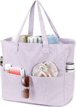LEDAOU Beach Bag Waterproof Sandproof Women Beach Tote Pool Bag with Zipper for Swim Gym Grocery Travel with Wet Pocket