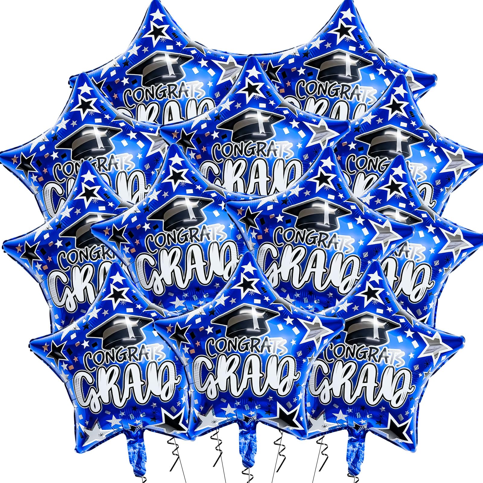Photo 1 of 12Pcs Congrats Grad Balloons - 18Inch Blue Star Balloons for Graduation Decorations Class of 2026 - Congratulations Grad Balloons for Congrats Grad Decorations - Graduation Party Decorations