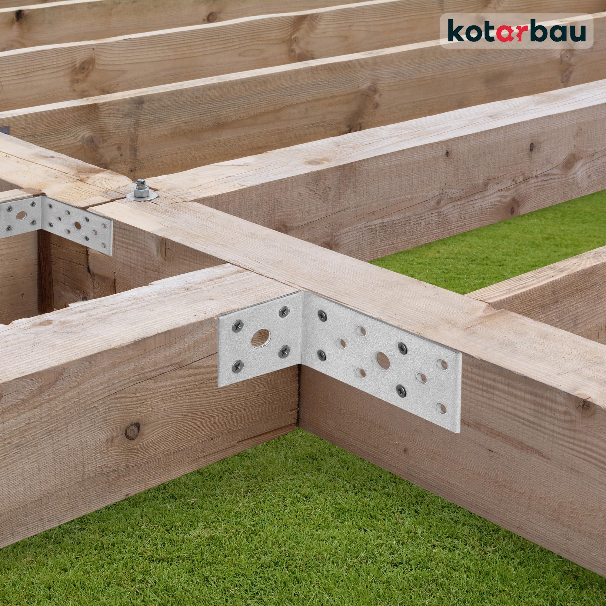 KOTARBAU® 100er Set Winkelverbinder 40 x 80 x 40 Stahl Bauwinkel Lochplattenwinkel Möbelverbinder Verzinkt Schwerlast Holzverbinder Montagewinkel Stuhlwinkel