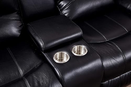 Miniatura 31 de Betsy Furniture Juego de sala de estar de cuero regenerado reclinable eléctrico (marrón, sofá biplaza)