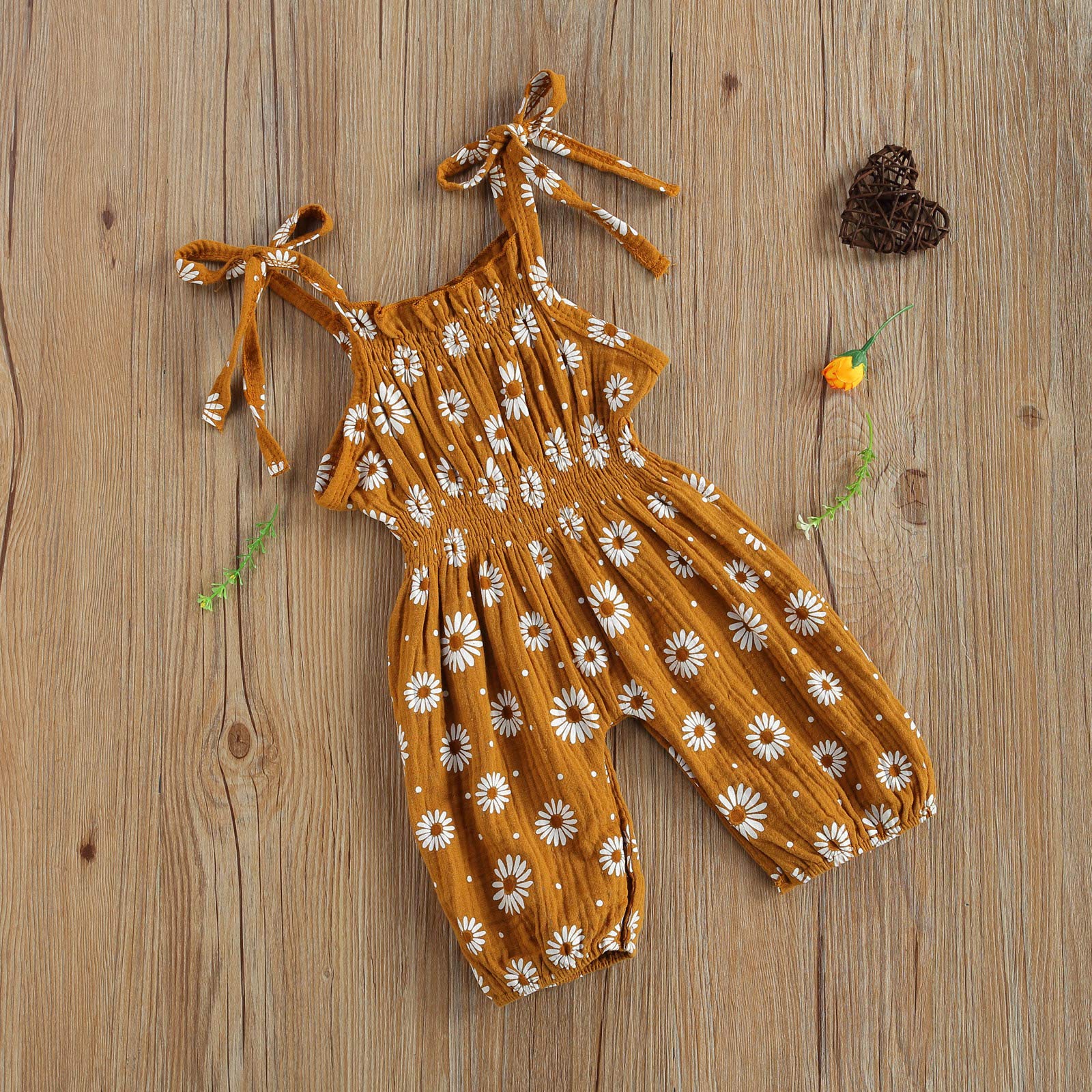 Sasaerucure Summer One Piece Outfit Infant Baby Girl Romper Halter Jumpsuit Sleeveless Daisy Floral Bodysuit Clothes Overalls