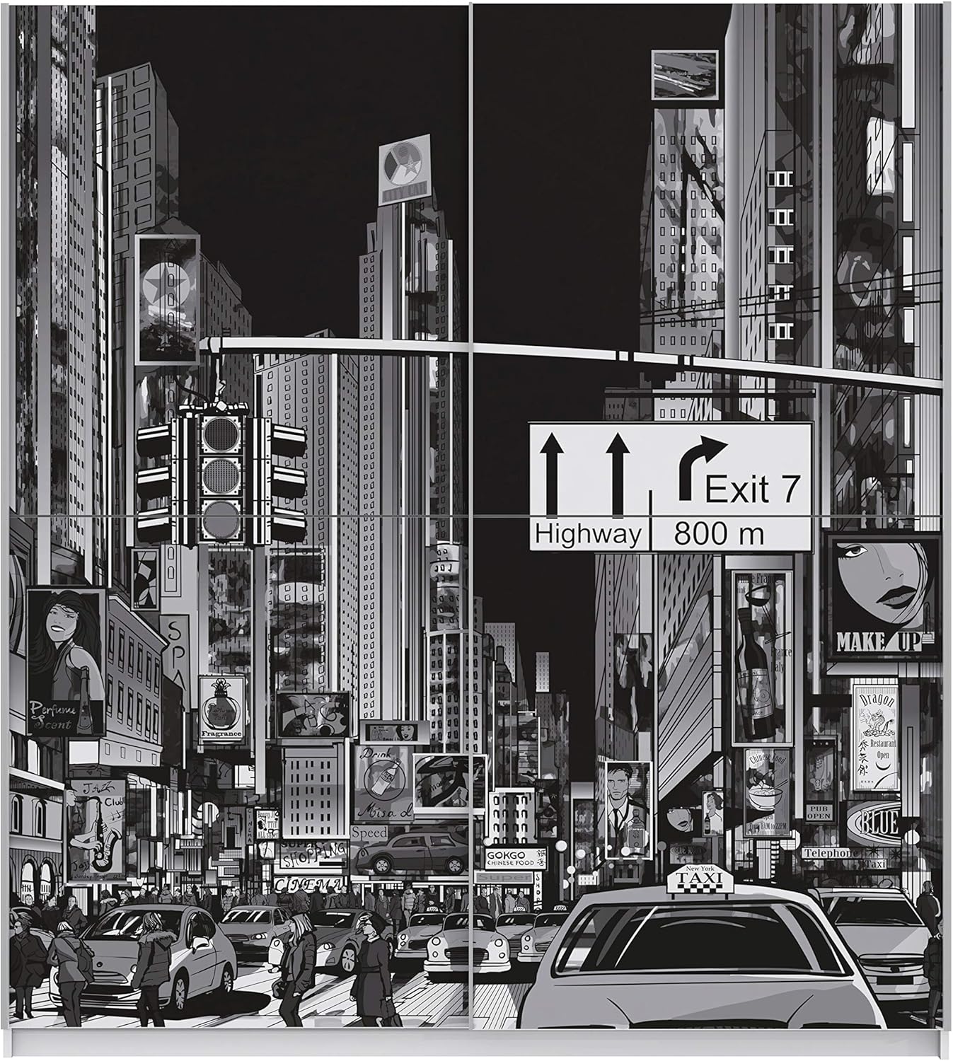 NEWFACE New York City Armoire à Portes coulissantes à 2 Portes 170 cm