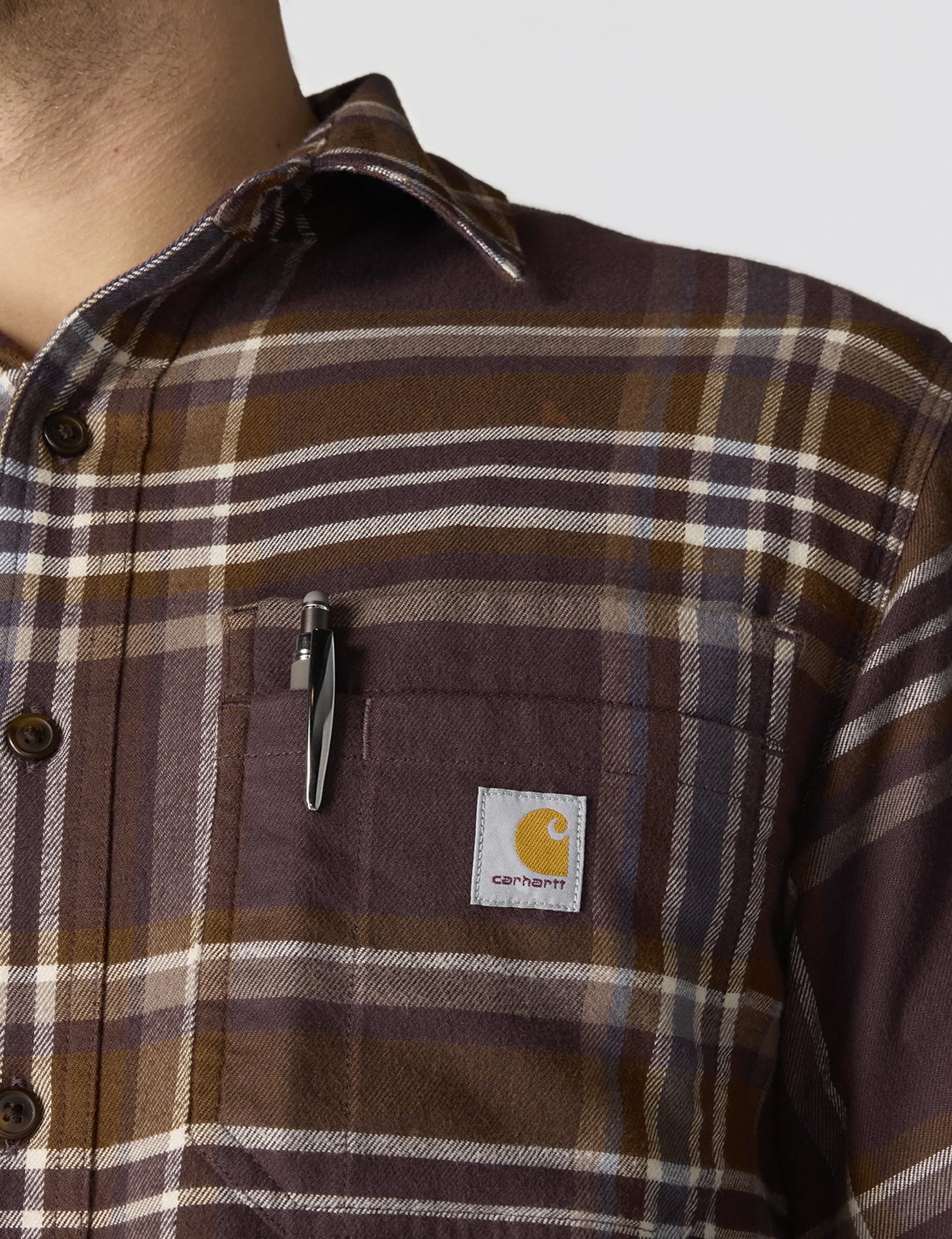Carhartt Rugged Flex Relaxed Fit Midweight Flannel Long-Sleeve Plaid Shirt Camicia Scozzese a Maniche Lunghe in Flanella di Peso Medio Resistente e Flessibile Uomo (Pacco da 1)