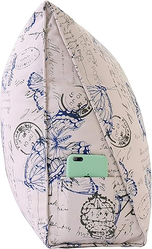 Miniatura 3 de YXCSELL Almohada de cuña para respaldo, almohada de almohada con estampado, almohada de lectura triangular pequeña para sentarse en la cama, soporte