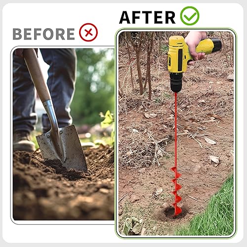 Miniatura 11 de TCBWFY Broca de taladro para plantar 1.6 x 16.5 pulgadas de longitud extendida para jardín, broca en espiral para plantar bulbos flores, excavadora