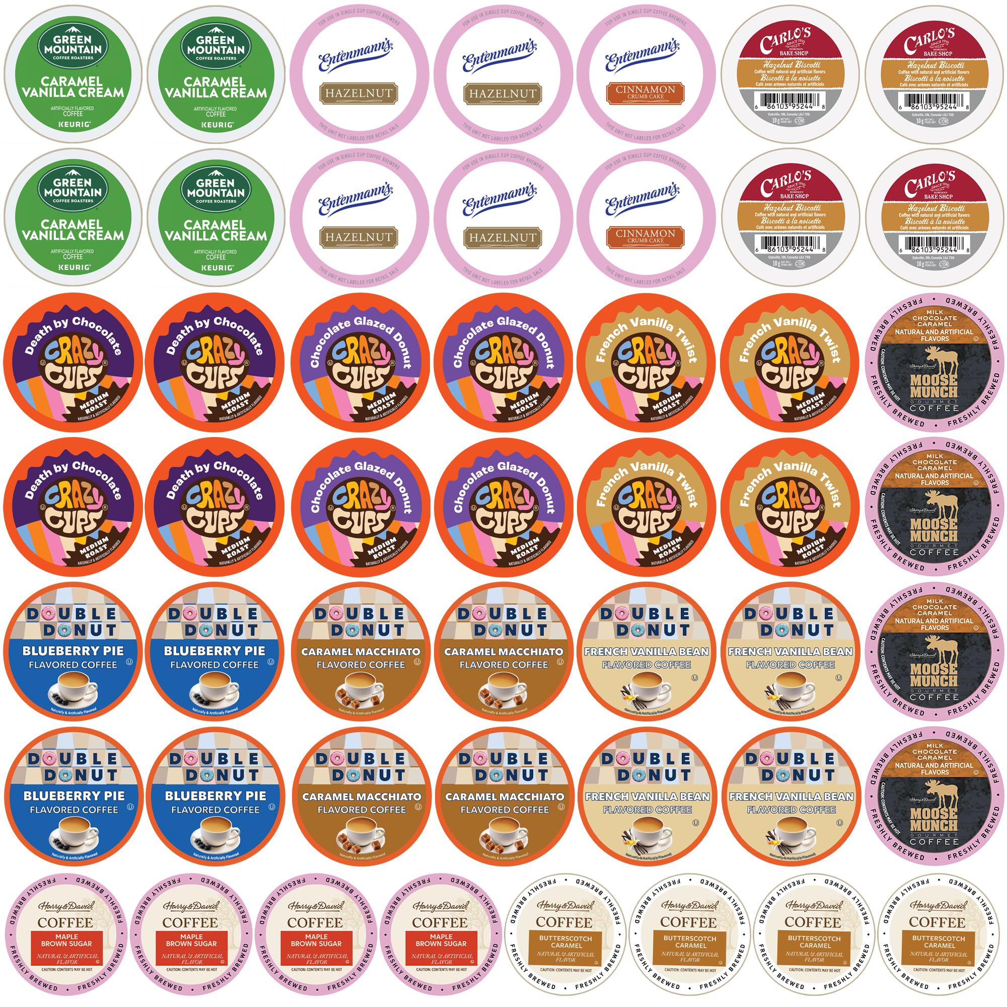 Perfect Samplers Flavored Coffee Variety Pack, Flavored Coffee Pods (Including Caramel Macchiato, Texas Pecan, & More) Single Serve Coffee for Keurig K Cups Machines, 50 Count