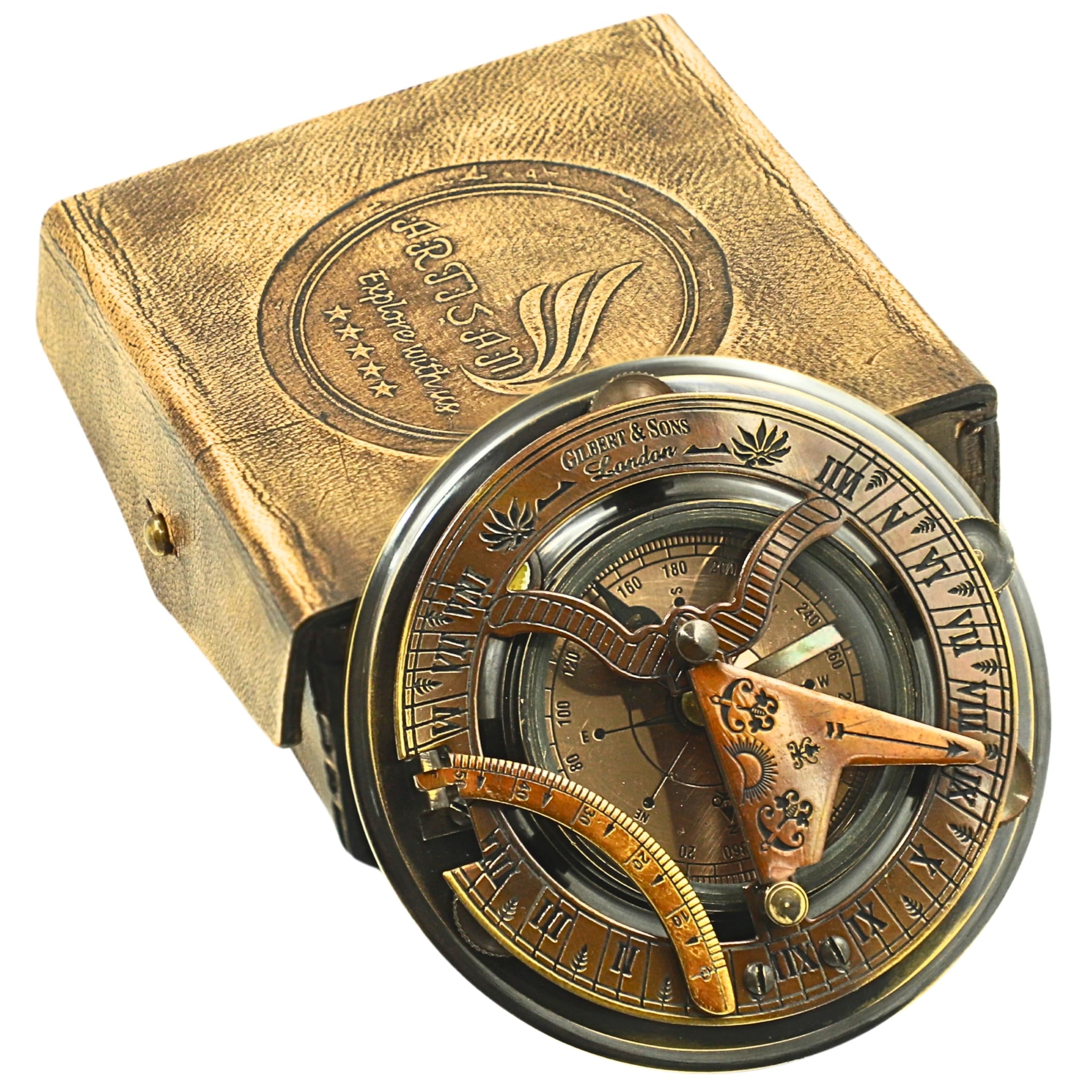 Navigational Maritime Vintage Nautical Brass Compasses Fully Functional Titanic/Robert Frost Poem Compass/Sundial for Gift and Home Décor