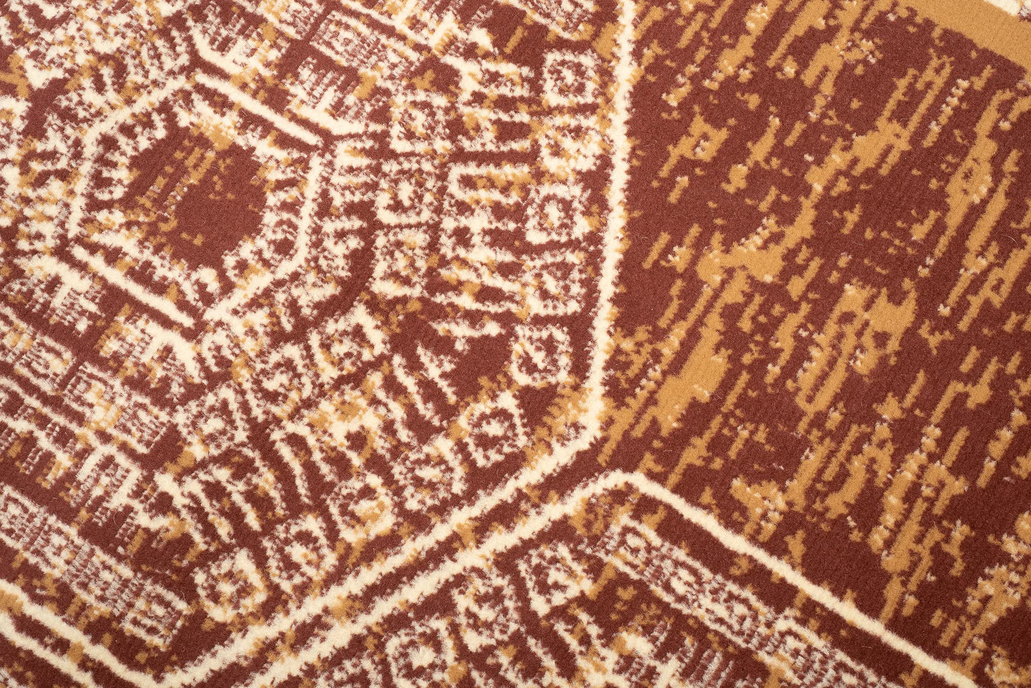 TAPISO Atena Tapis de Salon Chambre Ado Design Moderne Marron Sable Motif Grec Bordé Doux Fin Poil Court 140 x 200 cm