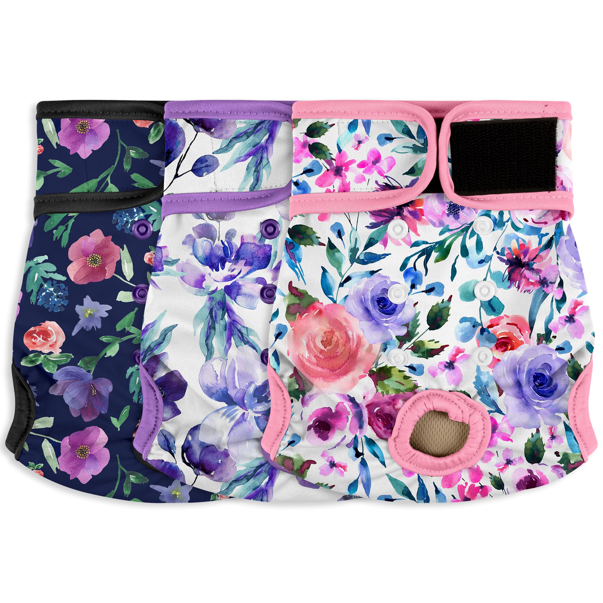 Female Dog Diapers - Reusable Diapers for Doggie in Heat - Highly Absorbent for Pet Incontinence with Adjustable Snaps Rose, S