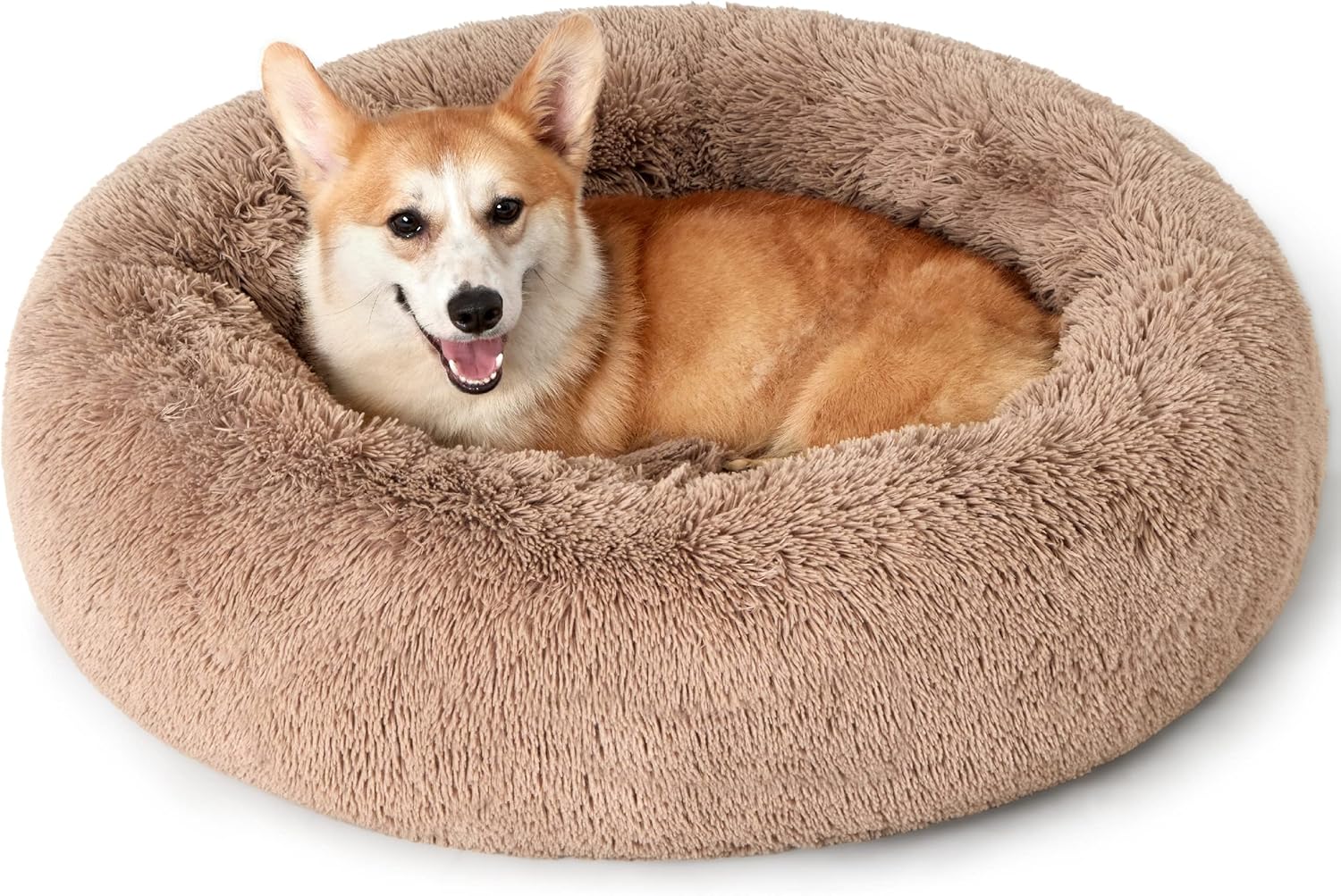 Bedsure Donut Dog Bed Medium Anti Anxiety Puppy Bed for Small Dogs, Fluffy Calming Large Cat