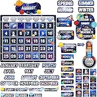 Vista 1 de Cholemy Juego de tablero de anuncios con calendario de la galaxia de 85 piezas, calendario de aula del espacio exterior, tablero de anuncios