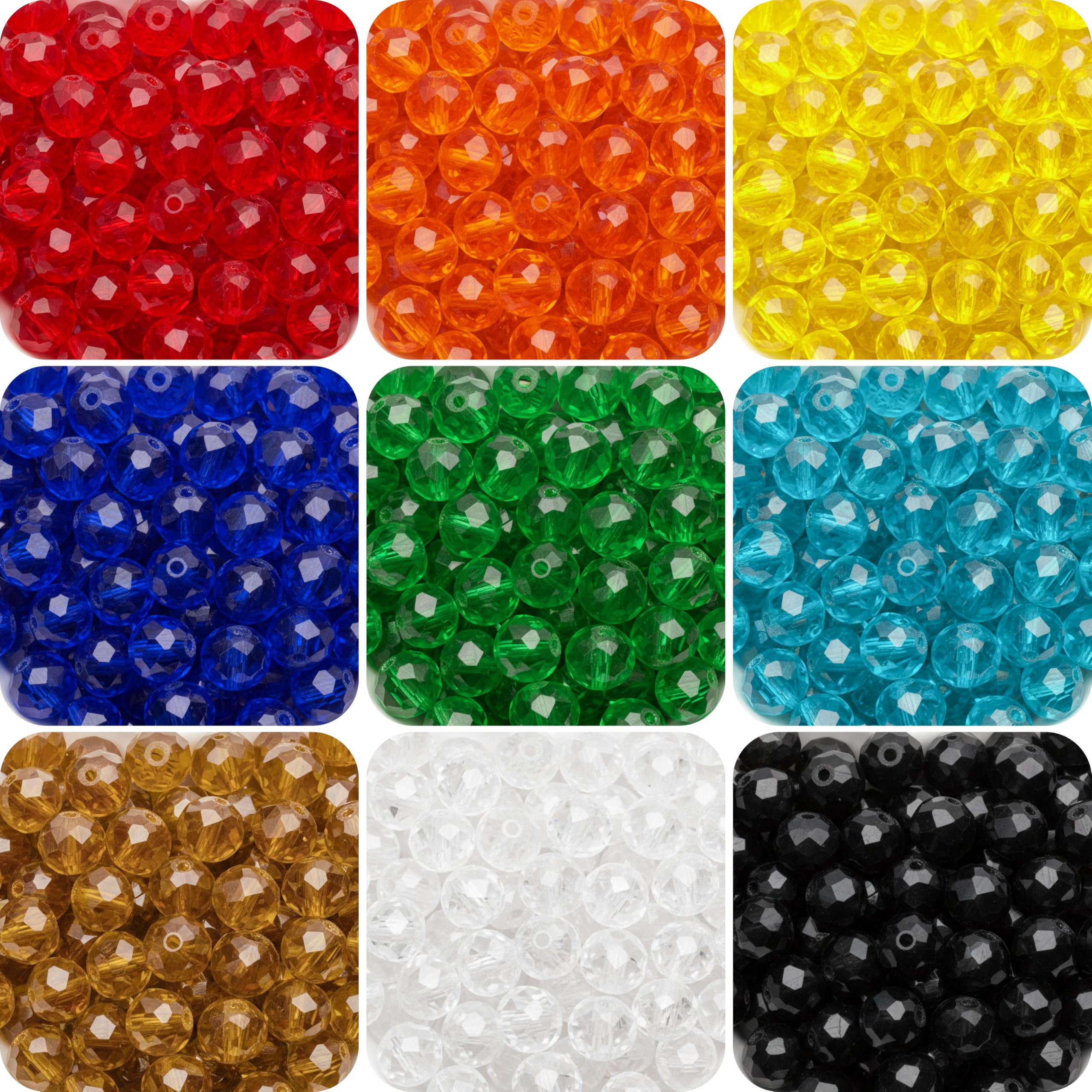 INDIKONB 10mm Crystal Glass Beads for Jewellery Making - 10mm Multicolored Faceted Rondelle & Bicone Beads for Bracelet, Bag Making & DIY Crafts - Tyre Shape Multicolor Glass Crystal Beads-picture-25