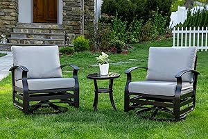 Gotland Outdoor Patio Set 3 Piece Swivel Rocking Chairs