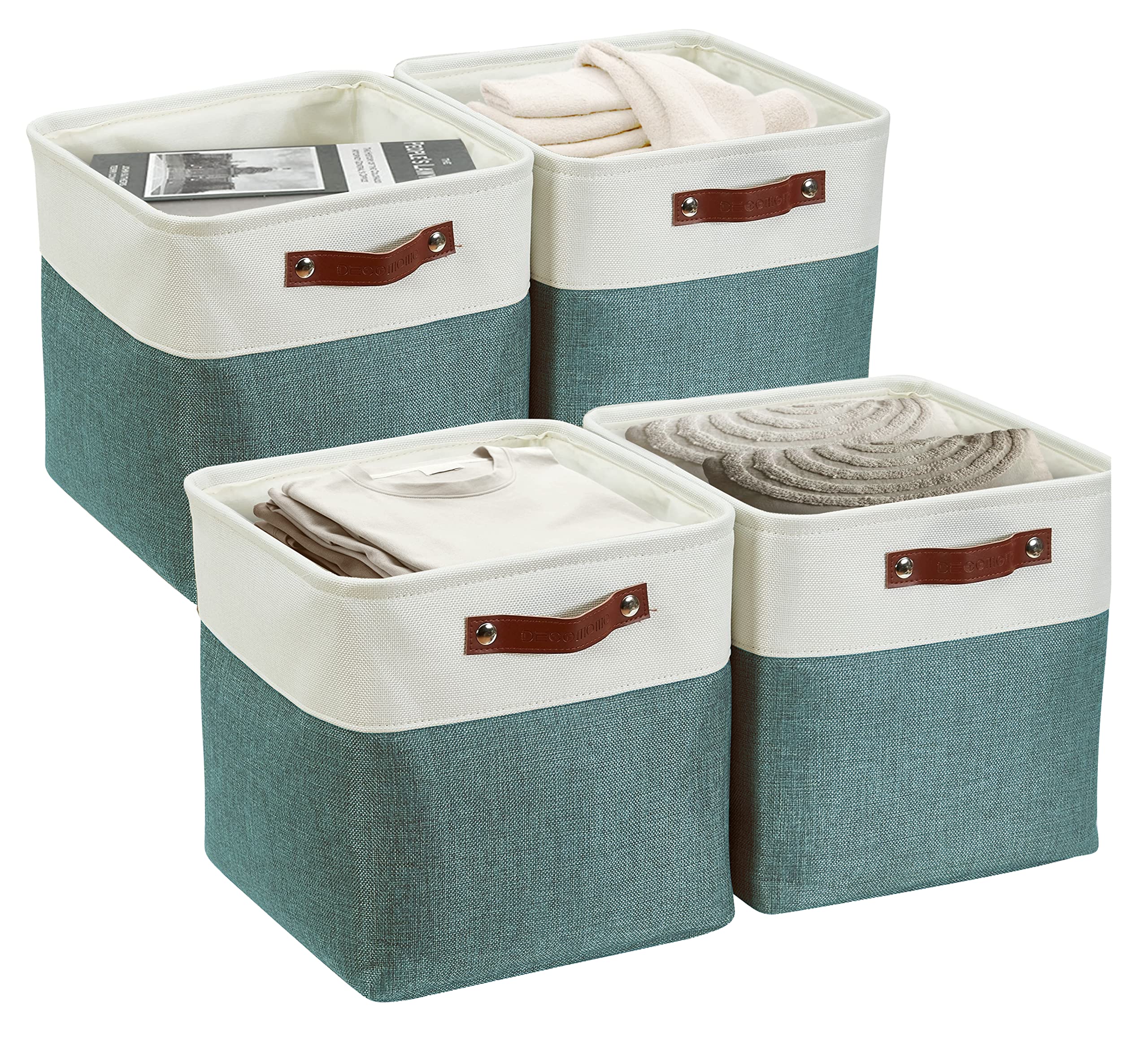 DECOMOMO Storage Baskets | Storage Boxes Fabric Organiser Storage for Wardrobe, Toys, Shelves, Office, Home & Nursery (Large Grey and White 15 x 11 x 9.5 – Set of 3) — view 41
